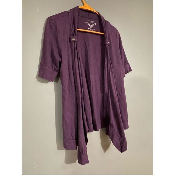 Sonoma Lifestyle Purple 3/4 Sleeve Open Front Cotton Cardigan Size Small - Picture 2 of 5